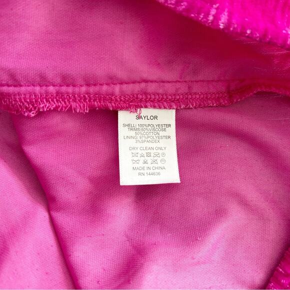 NWT Saylor Aurelie Hot Pink Velvet Mini Dress Waist Drape Adjustable Straps Sz M - Picture 5 of 7